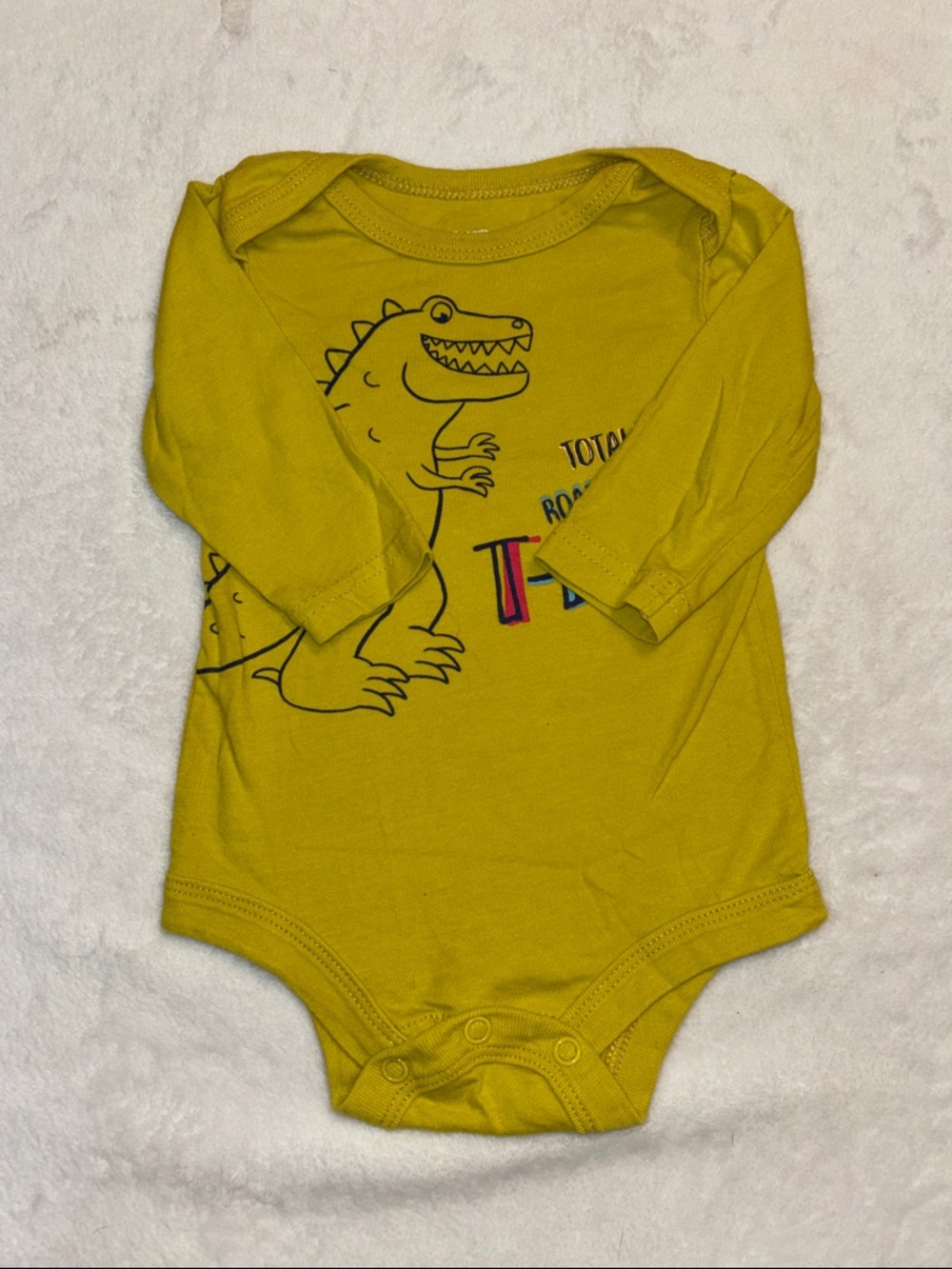 (3 for $10) George Mustard Yellow T-Rex Long Sleeve Bodysuit 0-3 months